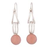 Pink Succulence,'Pink Opal and Sterling Silver Dangle Earrings from Peru'