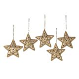 Glorious Star,'Gleaming Gold Stars Christmas Beadwork Ornaments Set of 5'