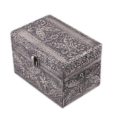 Brass jewelry box, 'Persian Paradise' - Brass Jewelry Box from India