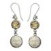 Citrine dangle earrings, 'Frangipani Moon Child'