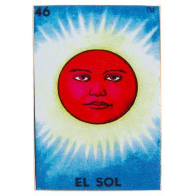 Burning Sun,'Mexican Wood Magnet with Red Sun Decoupage'