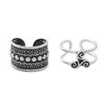 Unique Beauty,'Spiral and Circle Motif Sterling Silver Ear Cuffs'