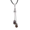 Floral Pendulums,'Tiger's Eye Pendant Necklace on Cotton Cord from Peru'