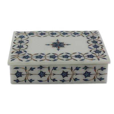 Marble inlay jewelry box, 'Nautical Stars'