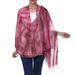 Ruby Tides,'Handmade Tie-Dyed Ruby Red Cotton Shawl with Fringe'