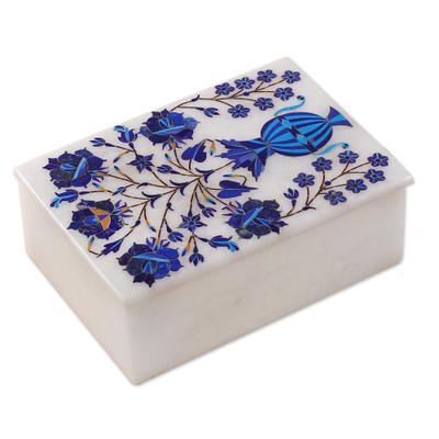 Marble inlay jewelry box, 'Royal Bouquet'