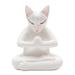 Grateful Cat in White,'Hand Carved Suar Wood Cat Statuette'