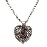 Garnet Love,'Garnet and Sterling Silver Heart Locket Necklace'