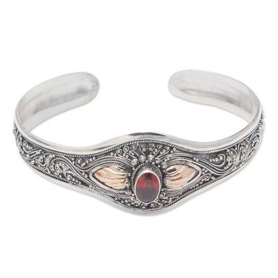 Fly Over,'Gold-Accented Garnet Cuff Bracelet'