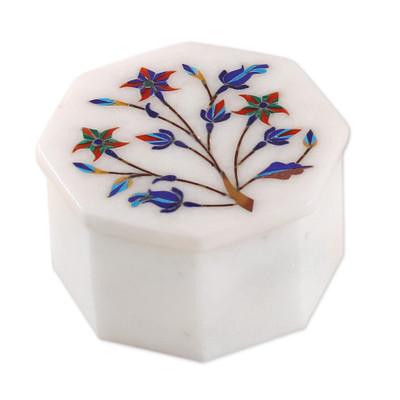Marble inlay jewelry box, 'Ivy Tree'