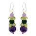 'Thai Harmony' - Amethyst and Quartz Dangle Earrings