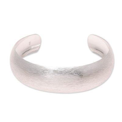 'Brushed-Satin Sterling Silver Cuff Bracelet from India'