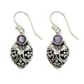 Bali Strawberry in Purple,'Sterling Silver and Amethyst Gemstone Earrings from Bali'