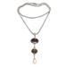 Merajan in Brown,'Smoky Quartz and Cultured Pearl Pendant Necklace'