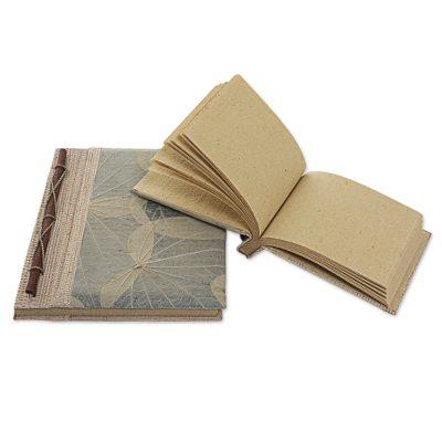 Autumn Spirit in Grey,'Handcrafted Pair of Rice Paper Notebooks from Indonesia'