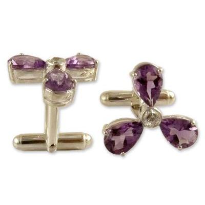 'Bold Lavender' - Amethyst Cufflinks Sterling Silv...