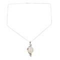 Lunar Glow,'Rhodium-Plated Rainbow Moonstone Necklace from India'