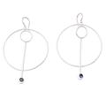 Contemporary Glam,'Modern Sterling Silver Circle Dangle Earrings with Iolite'