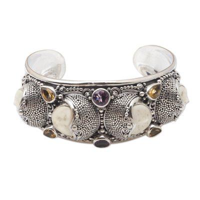 Rainbow Moon,'Hand Crafted Amethyst and Citrine Cuff Bracelet'
