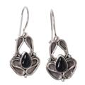 Onyx dangle earrings, 'Newborn Butterfly'