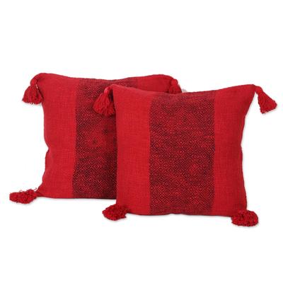 Celebrate the Magic,'Crimson Cotton Cushion Covers...
