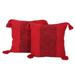 Celebrate the Magic,'Crimson Cotton Cushion Covers from India (Pair)'