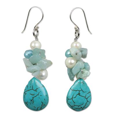 Bluebells,'Handcrafted Turquoise Colored Dangle Earrings'