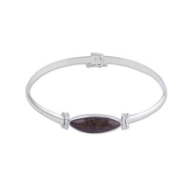 Eternal Gaze,'Mahogany Obsidian and Sterling Silver Bangle Bracelet'