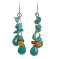 Beaded earrings, 'Tropical Sea'