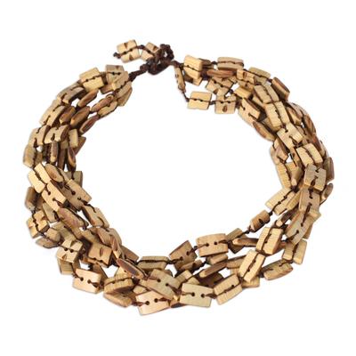 Bamboo multi-strand necklace, 'Sophisticated Earth'