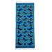 Turquoise Calm,'Handloomed Turquoise Wool Rug with Birds and Flowers (2x5)'