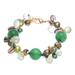 'Multi-Gemstone Green Beaded Bracelet with Gold-Plated Clasp'