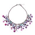 'Purple and Blue Multi-Gemstone Waterfall Choker Necklace'