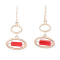 Ocean Mirror in Red,'Hand Crafted Red Onyx Dangle Earrings'