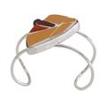 Distinguished Fragments,'Modern Abstract Ceramic and Cultured Pearl Cuff Bracelet'