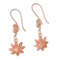 Friendly Flowers,'Hand Crafted Rose Gold Plated Flower Dangle Earrings'