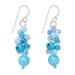 Bubble Tea in Blue,'Blue Quartz and Glass Bead Dangle Earrings'