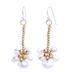 Pearly Meeting,'Thai Cultured Pearl and Brass Beaded Dangle Earrings'