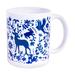 Blue Otomi ,'Artisan Crafted Otomi Blue Birds and Flowers Ceramic Mug'