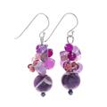 Lovely Blend in Purple,'Purple Quartz and Amethyst Dangle Earrings from Thailand'
