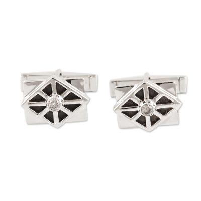 Best Dressed,'Men's Cubic Zirconia and Sterling Silver Cufflinks'