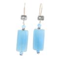 Sky Queen,'Handmade Chalcedony and Blue Topaz Dangle Earrings'