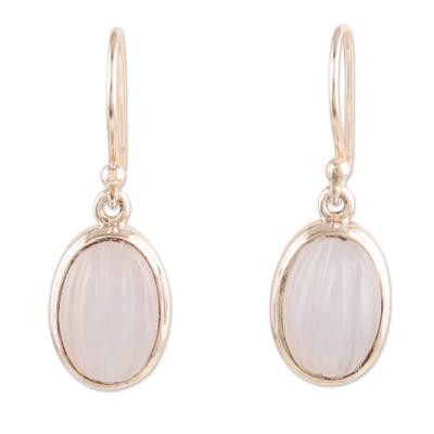 Serene Balance,'Sterling Silver Dangle Earrings with Chalcedony Stones'