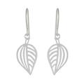 Clean Leaf,'925 Sterling Silver Handmade Leaf Dangle Earrings'