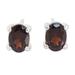 Sparkling,'Garnet Stud Earrings Sterling Silver Thai Jewelry'