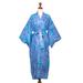 Cotton batik robe, 'Rushing River' - Women's Batik Cotton Robe