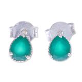 By the Dock,'Thai Green Onyx and Sterling Silver Stud Earrings'