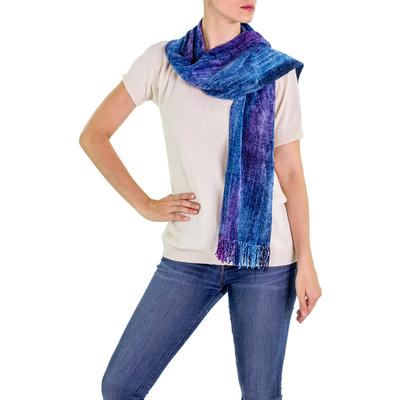 Bamboo chenille scarf, 'Winds of Love'