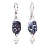 Miracle Pearls,'Taxco Silver and Cultured Pearl Dangle Earrings from Mexico'