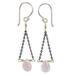 Pink chalcedony dangle earrings, 'Justice'